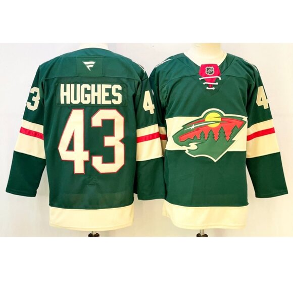 Mens Quinn Hughes Green Stitched Jersey